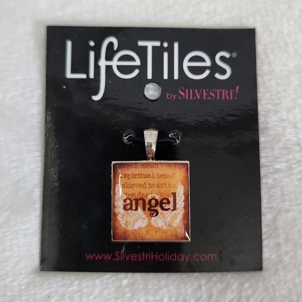 NWT Life Tiles For Silvestre By Demdaco Angel Spiritual Wooden  Necklace Pendant